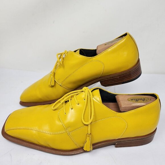 Giorgio BrutiniYellow Leather Mens Square-Toe Oxford Dress Shoes 8.5M - Picture 4 of 11